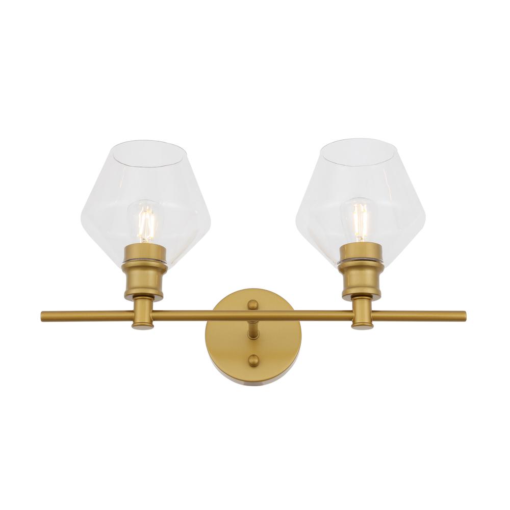 Gene 2 Light Brass And Clear Glass Wall Sconce. Picture 3