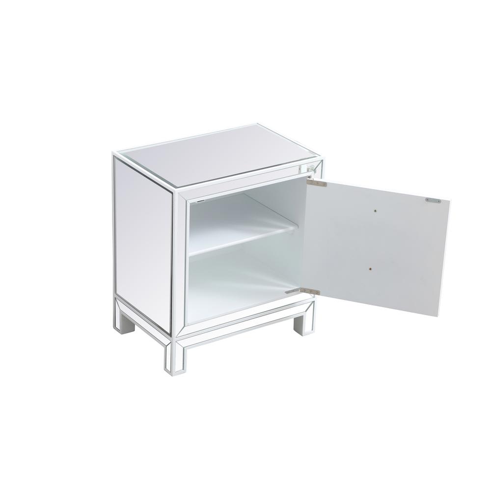21 Inch Mirrored End Table In White. Picture 6