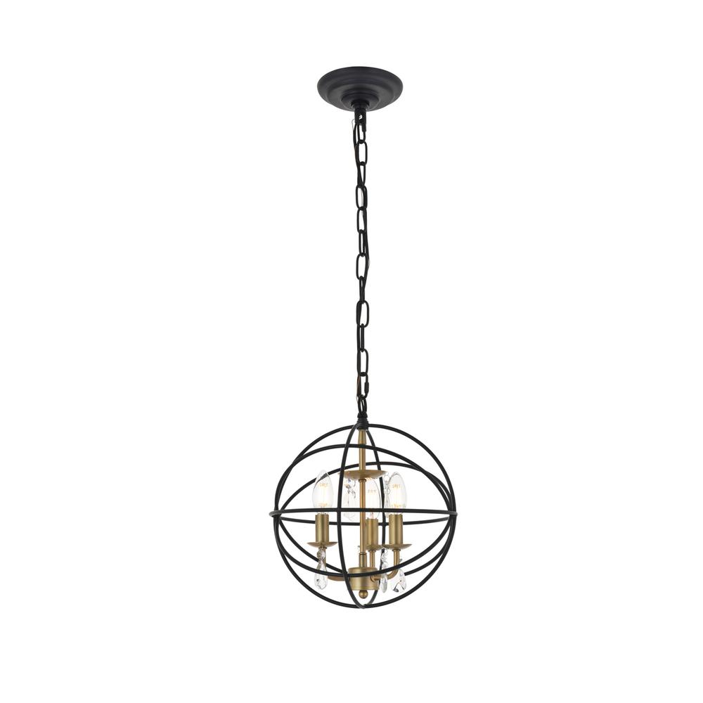 Wallace 3 Light Matte Black And Brass Pendant. Picture 3