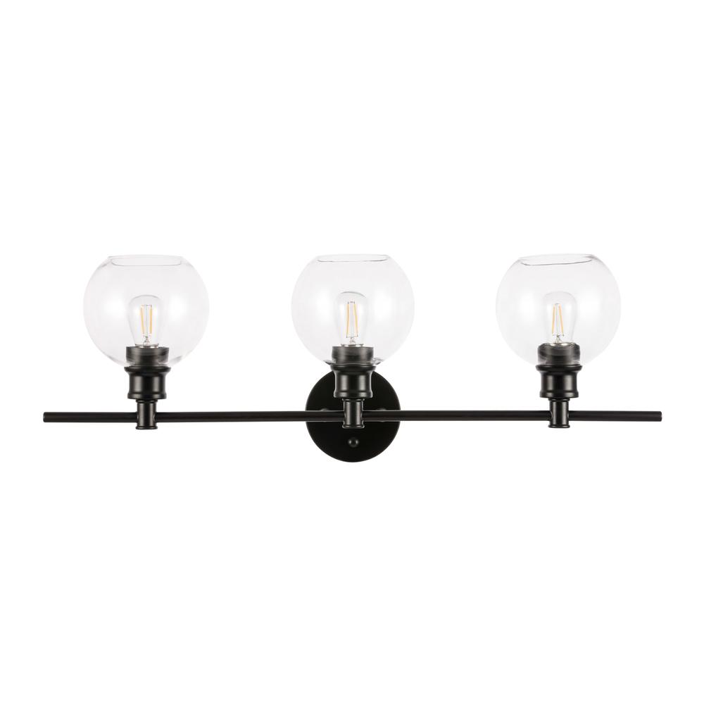 Collier 3 Light Black And Clear Glass Wall Sconce. Picture 2