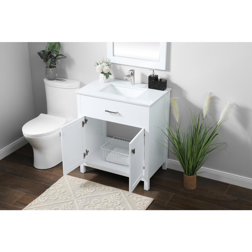 30 Inch Single Bathroom Vanity In White. Picture 3