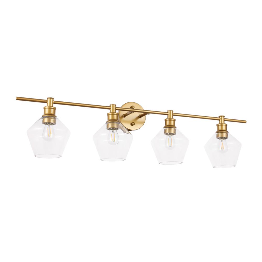 Gene 4 Light Brass And Clear Glass Wall Sconce. Picture 12