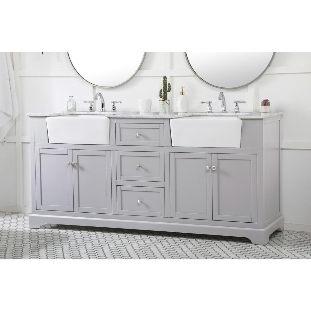 72 Inch Double Bathroom Vanity In Grey. Picture 2