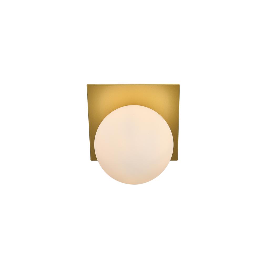Jillian 1 Light Brass And Frosted White Bath Sconce. Picture 1
