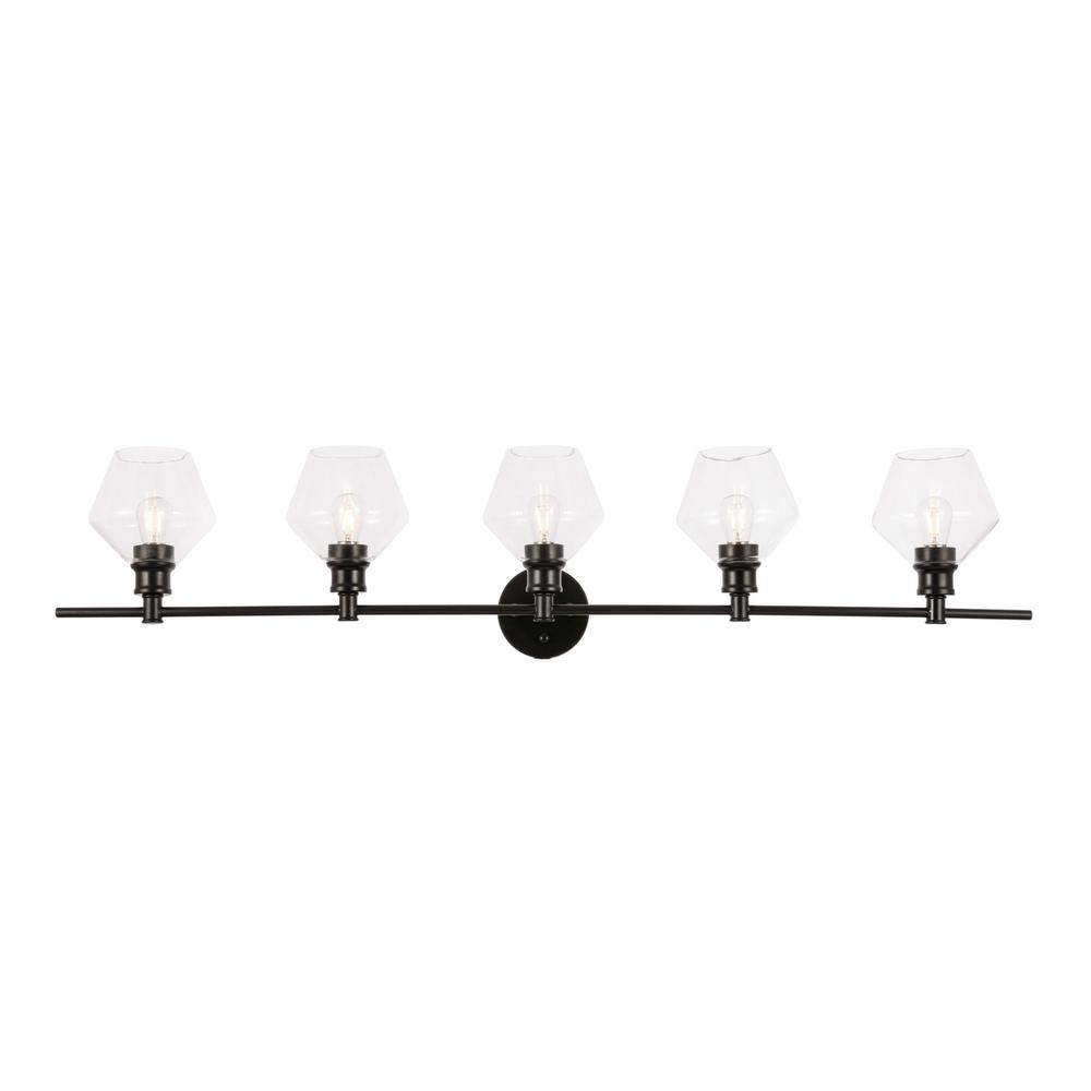 Gene 5 Light Black And Clear Glass Wall Sconce. Picture 1