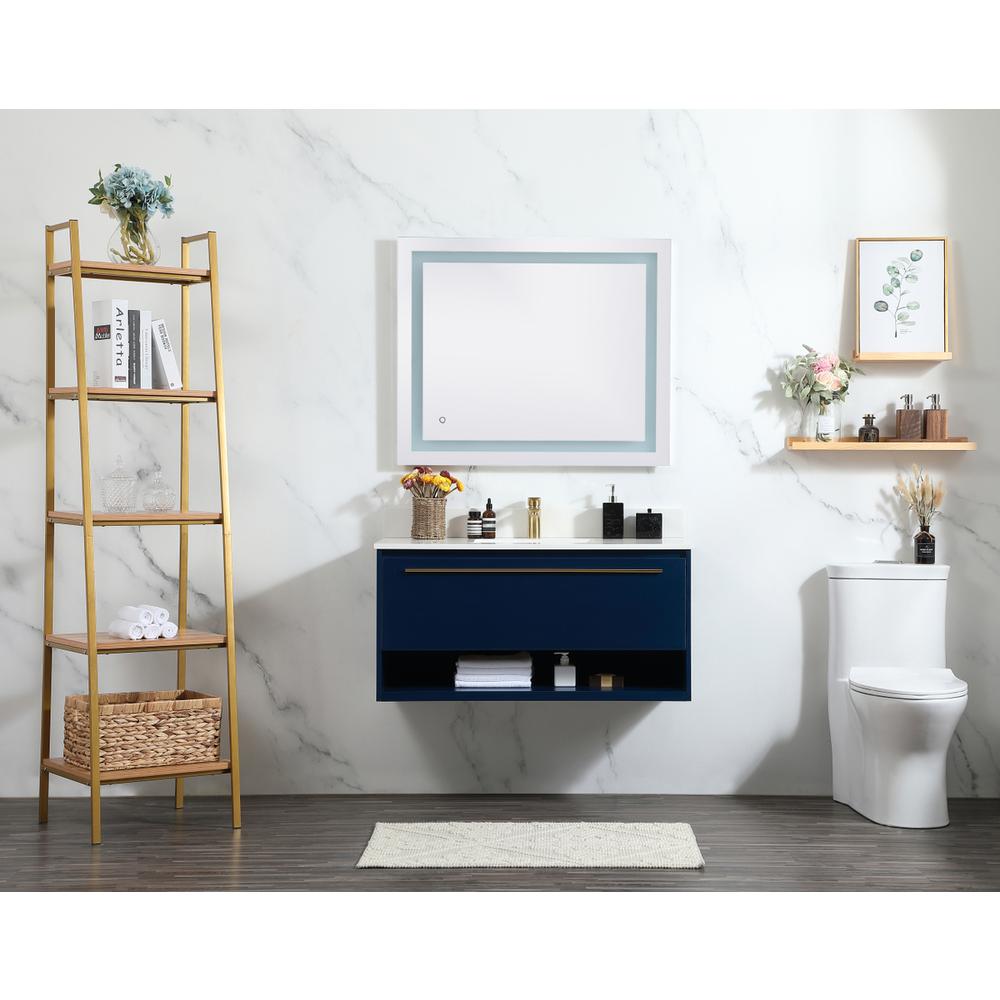 40 Inch Single Bathroom Vanity In Blue With Backsplash. Picture 4