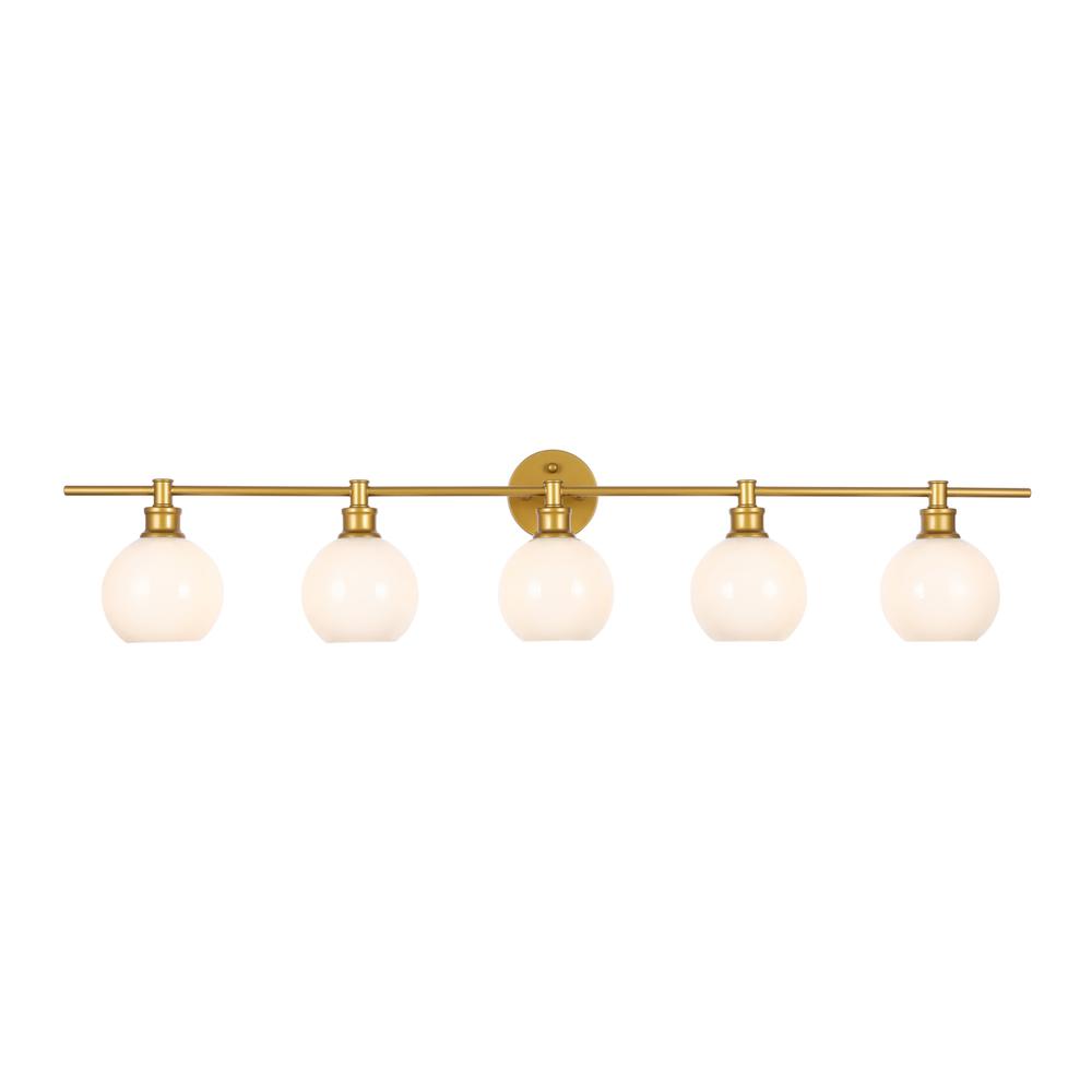Collier 5 Light Brass And Frosted White Glass Wall Sconce. Picture 8