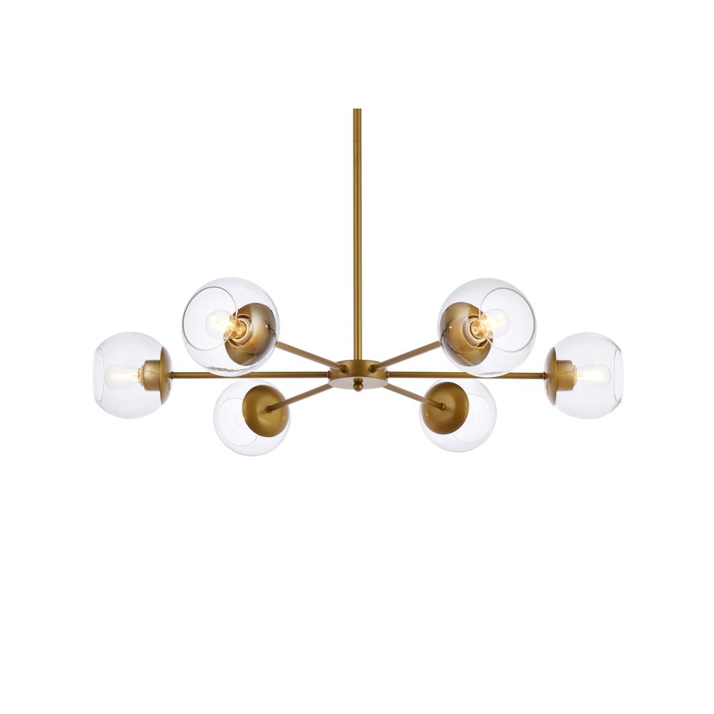Briggs 36 Inch Pendant In Brass With Clear Shade. Picture 2