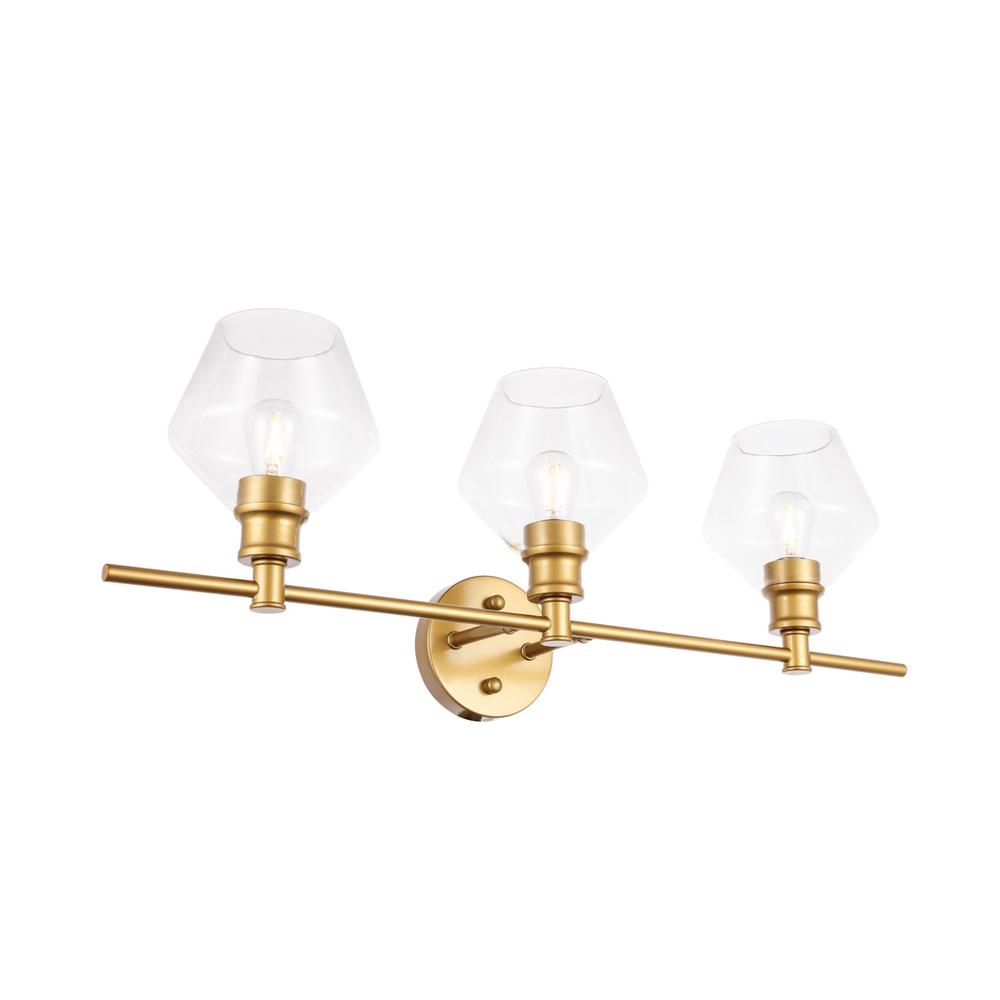 Gene 3 Light Brass And Clear Glass Wall Sconce. Picture 5