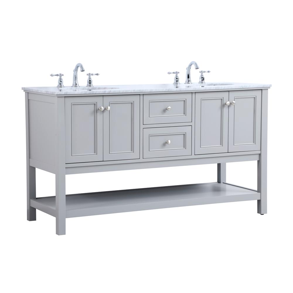 60 In. Double Sink Bathroom Vanity Set In Grey. Picture 13