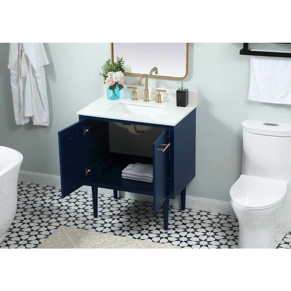 30 Inch Single Bathroom Vanity In Blue With Backsplash. Picture 3