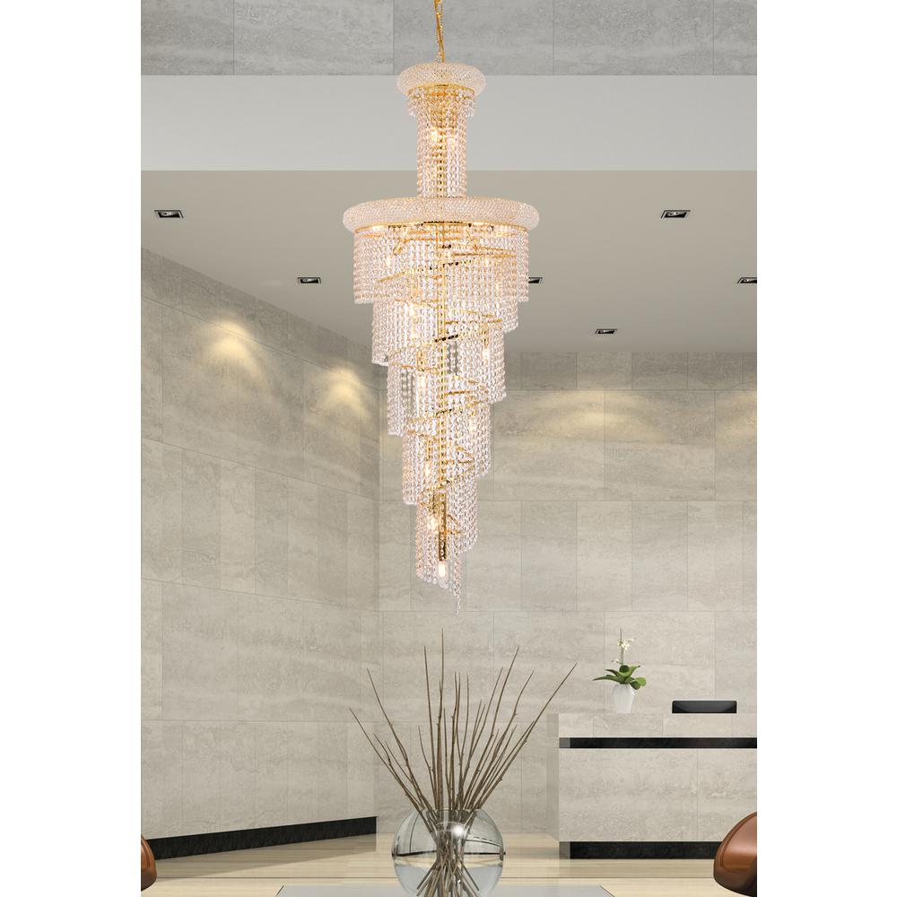Spiral 22 Light Gold Chandelier Clear Royal Cut Crystal. Picture 8