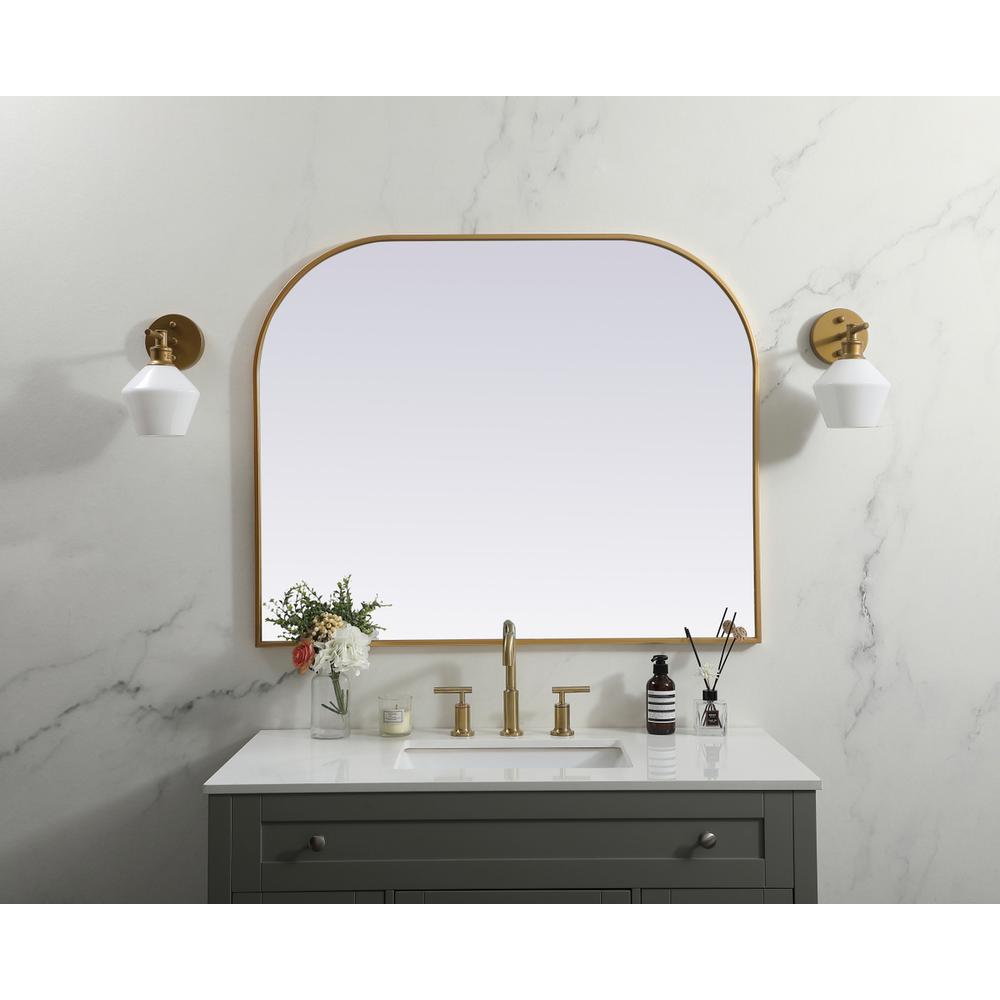 Metal Frame Arch Mirror 42X34 Inch In Brass. Picture 9
