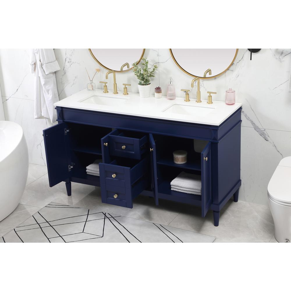 60 Inch Double Bathroom Vanity In Blue. Picture 3