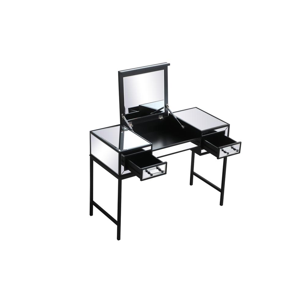 42 Inch Mirrored Flip Top Vanity Table In Black. Picture 6