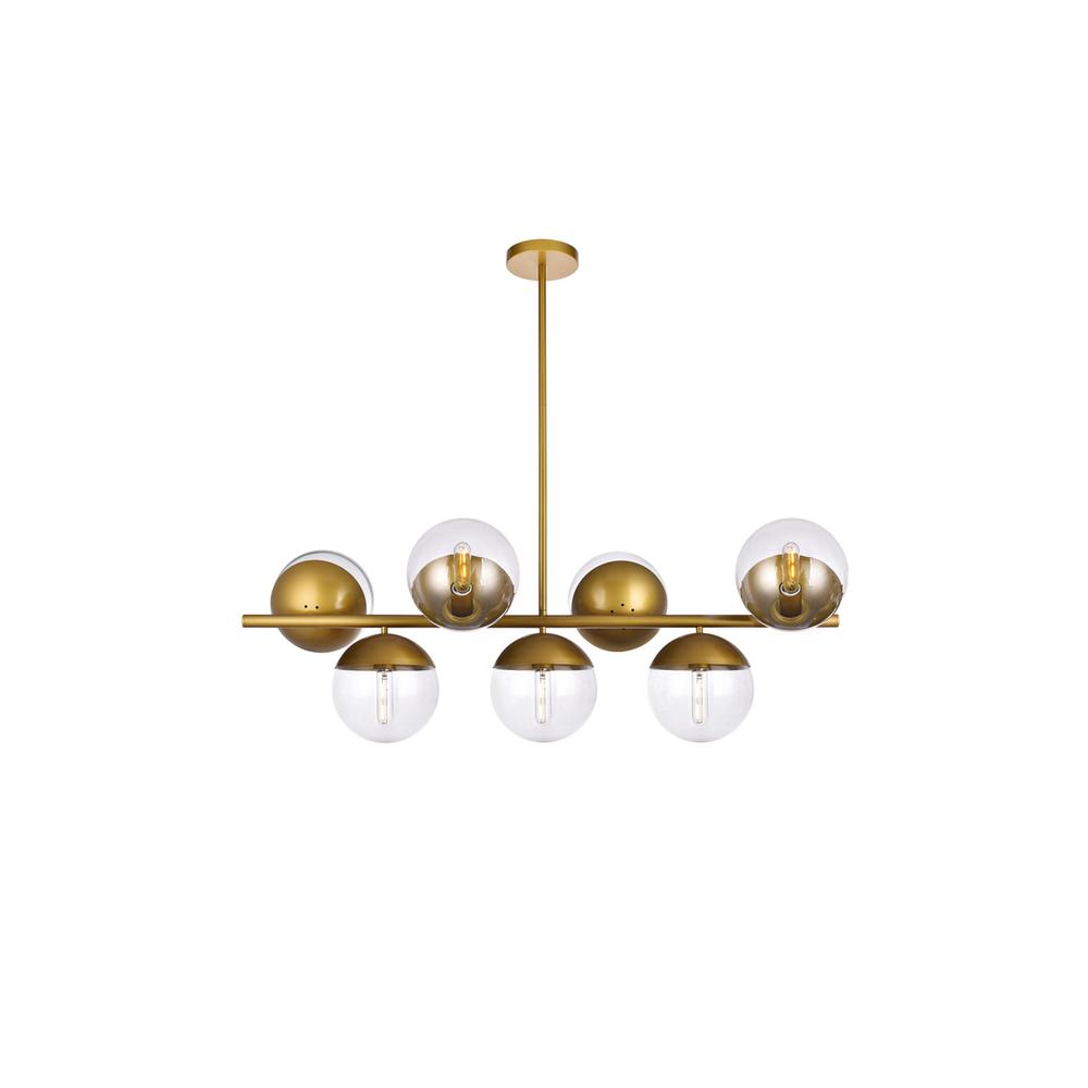 Eclipse 7 Lights Brass Pendant With Clear Glass. Picture 1