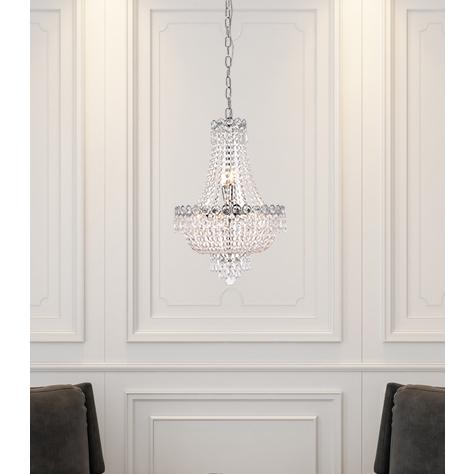 Century 8 Light Chrome Pendant Clear Royal Cut Crystal. Picture 7