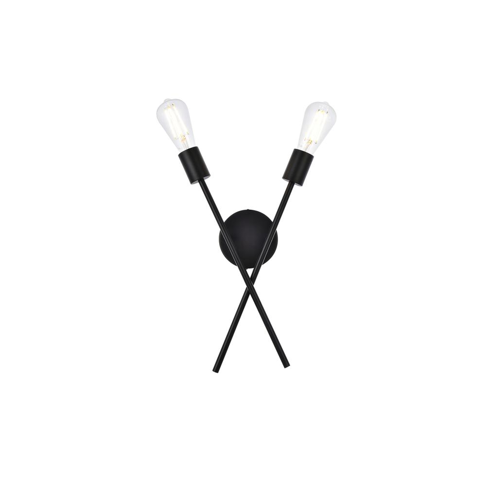 Armin 2 Lights Wall Sconce In Black. Picture 1