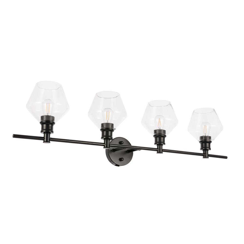Gene 4 Light Black And Clear Glass Wall Sconce. Picture 6
