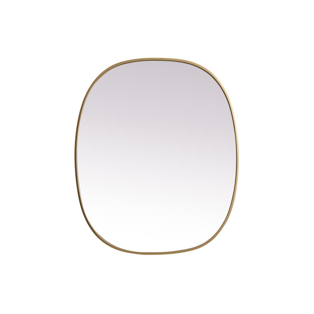 Metal Frame Oval Mirror 30X36 Inch In Brass. Picture 1