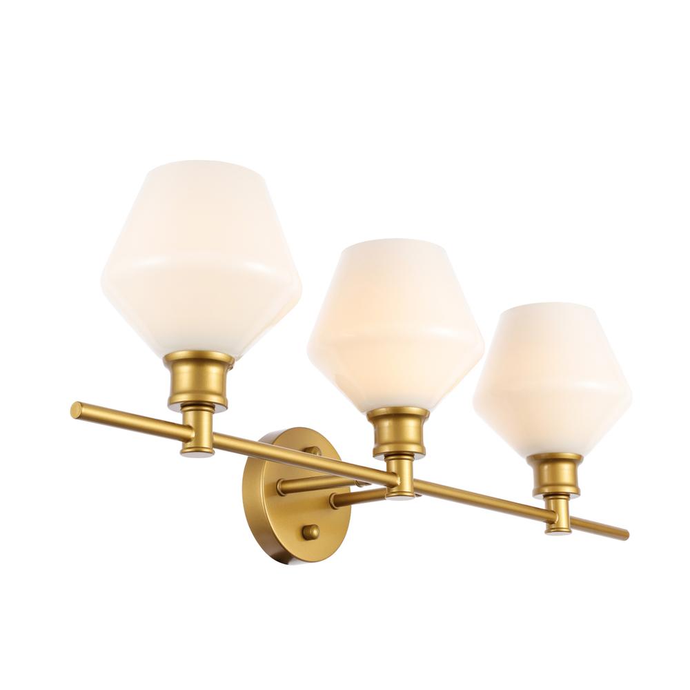 Gene 3 Light Brass And Frosted White Glass Wall Sconce. Picture 7