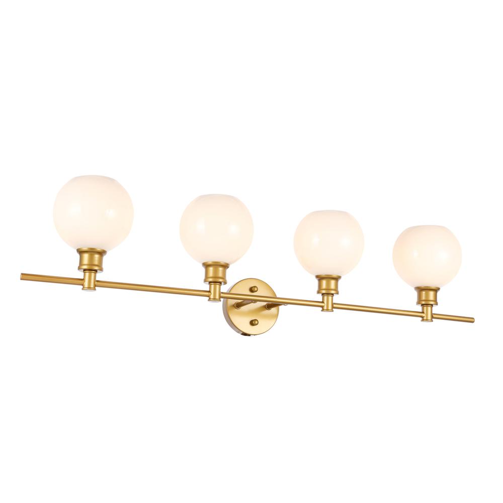 Collier 4 Light Brass And Frosted White Glass Wall Sconce. Picture 3