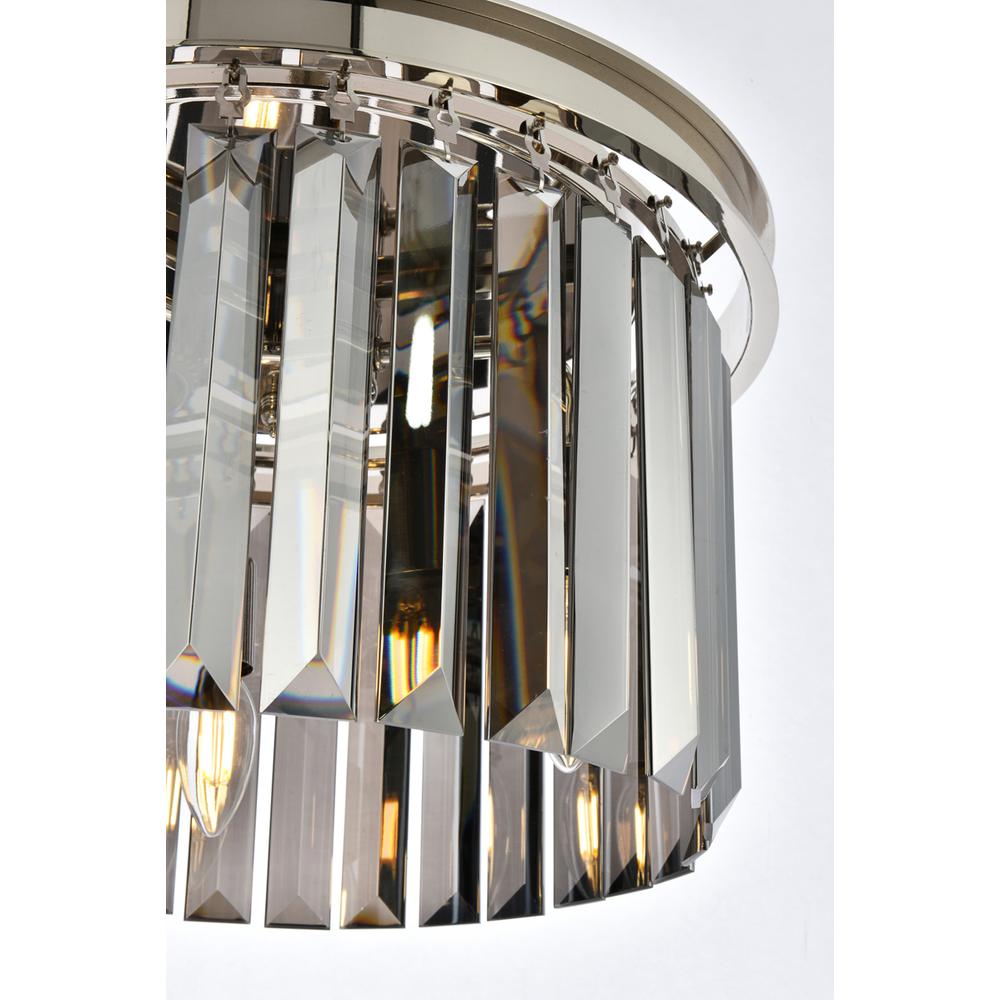Sydney 3 Light Polished Nickel Pendant Silver Shade (Grey) Royal Cut Crystal. Picture 5