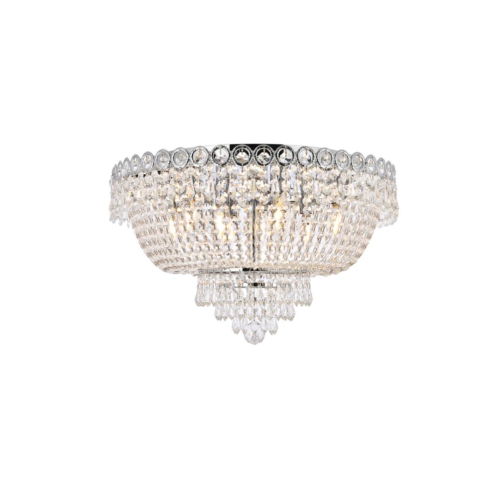 Century 9 Light Chrome Flush Mount Clear Royal Cut Crystal. Picture 1