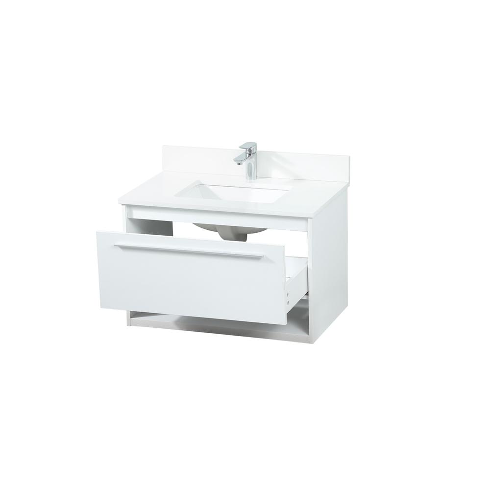 30 Inch Single Bathroom Vanity In White With Backsplash. Picture 9