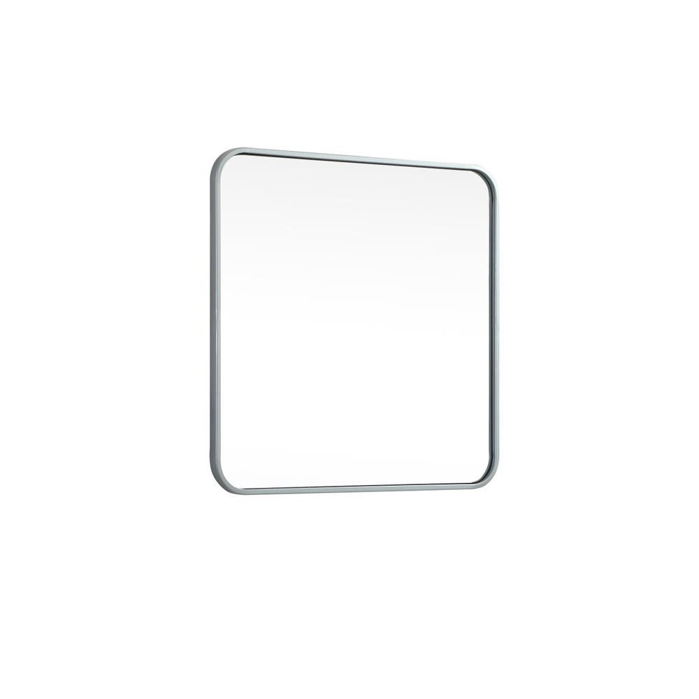 Soft Corner Metal Square Mirror 24X24 Inch In Silver. Picture 7