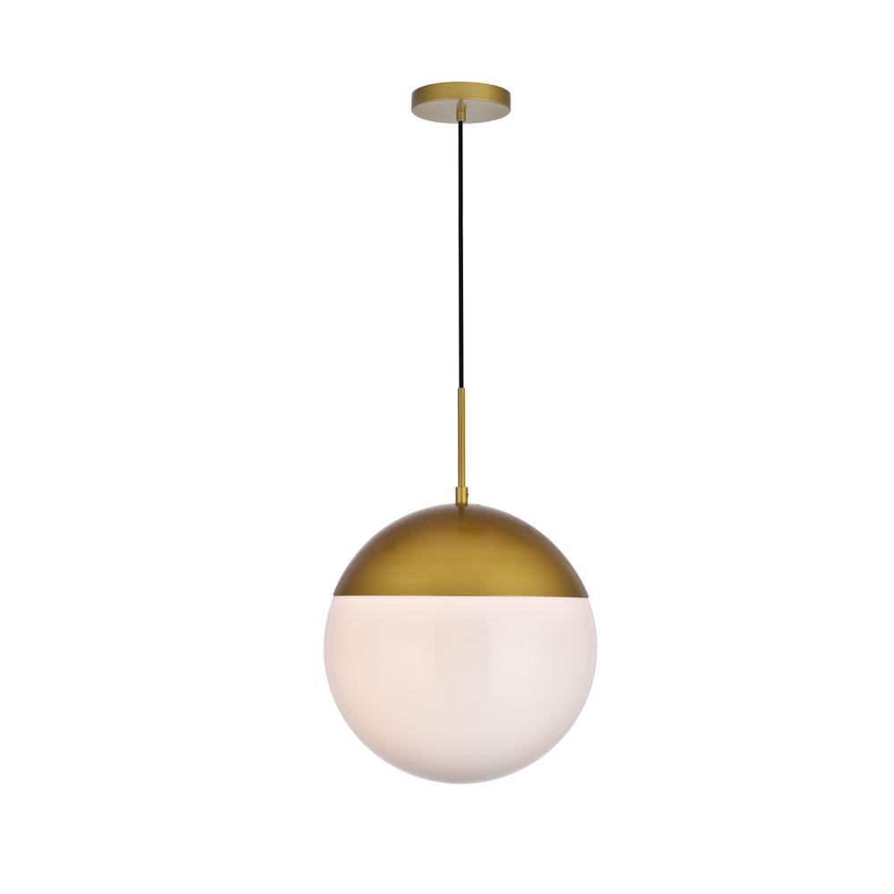 Eclipse 1 Light Brass Pendant With Frosted White Glass. Picture 1