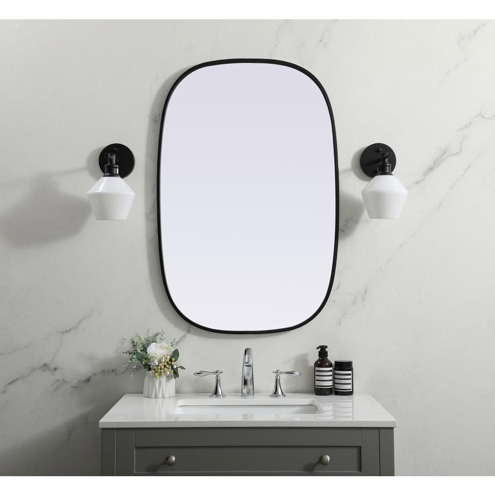 Metal Frame Oval Mirror 24X36 Inch In Black. Picture 11