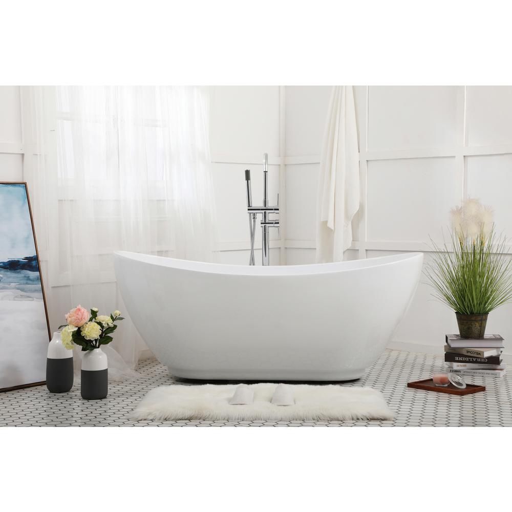 62 Inch Soaking Bathtub In Glossy White. Picture 14