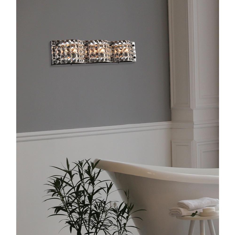 Tate 3 Light Bath Sconce In Black With Clear Crystals. Picture 7