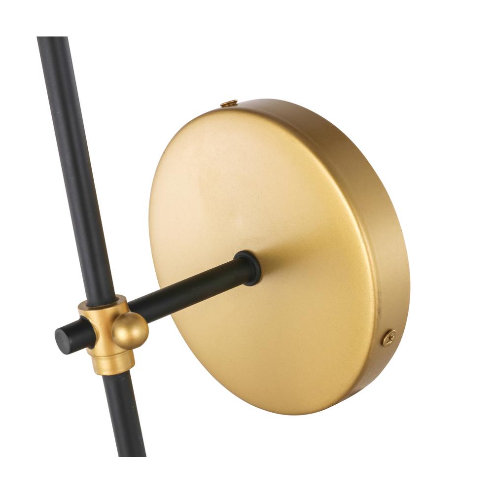 Mel 1 Light Brass And Black And White Shade Wall Sconce. Picture 10
