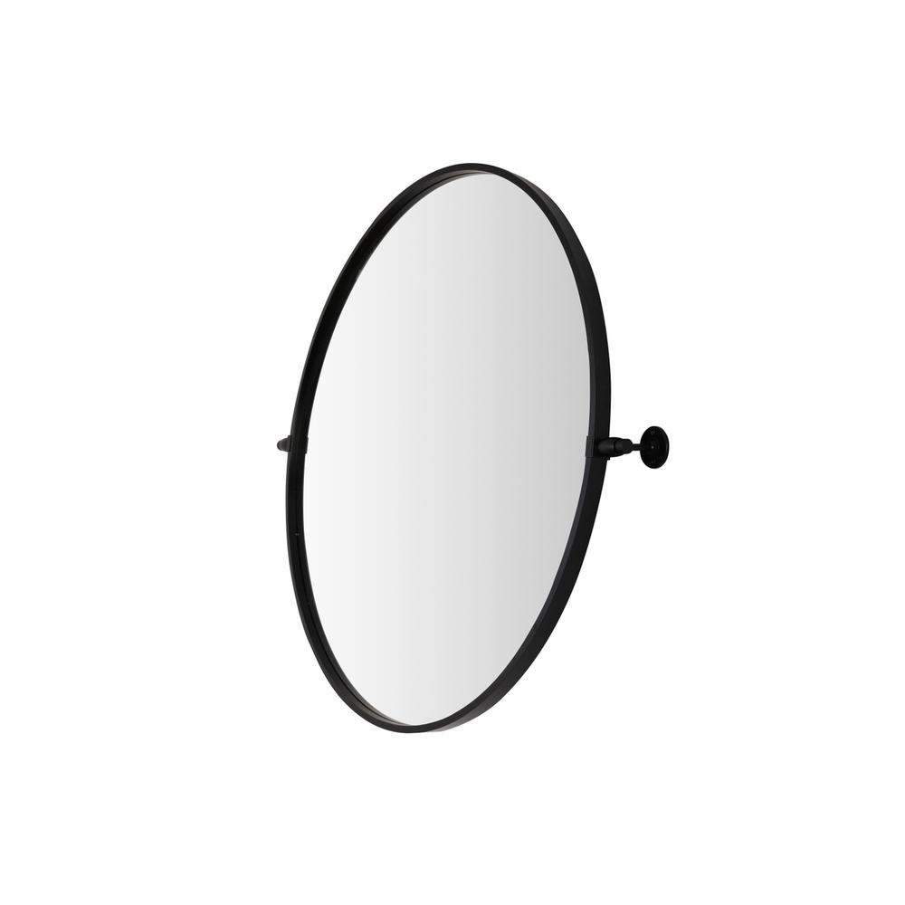 Round Pivot Mirror 30 Inch In Black. Picture 7