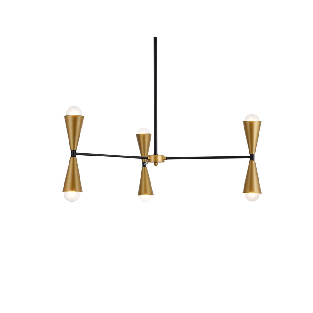 Cade 34 Inch Pendant In Black And Brass. Picture 2