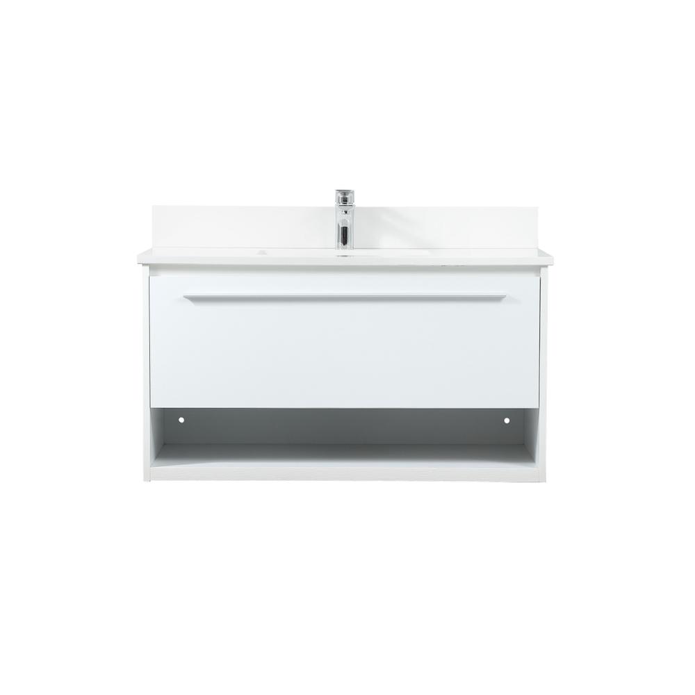 36 Inch Single Bathroom Vanity In White With Backsplash. Picture 1