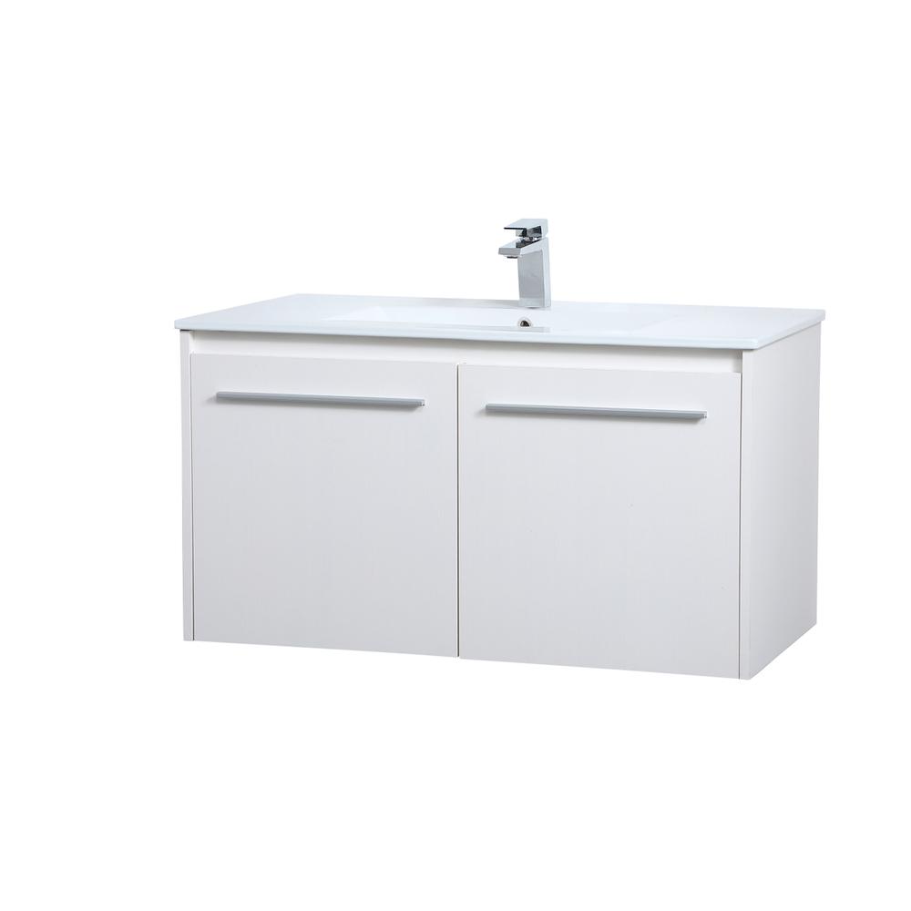 36 Inch  Single Bathroom Floating Vanity In White. Picture 6