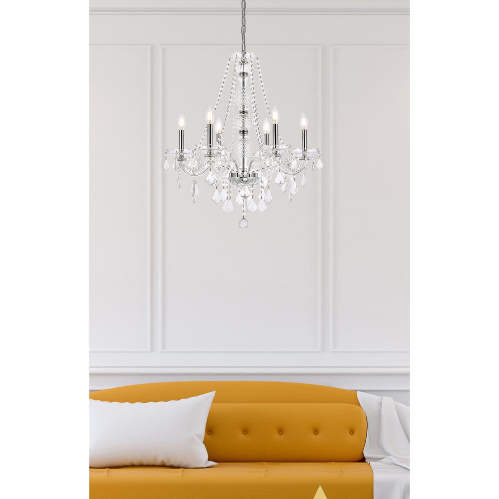 Verona 6 Light Chrome Chandelier Clear Royal Cut Crystal. Picture 7