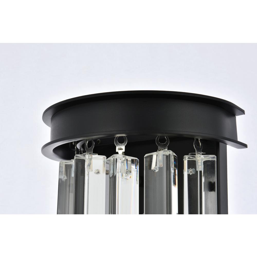 Sydney 2 Light Matte Black Wall Sconce Clear Royal Cut Crystal. Picture 5