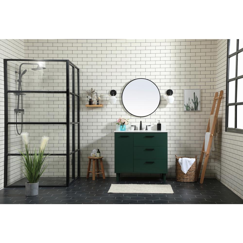 36 Inch Bathroom Vanity In Green With Backsplash. Picture 4