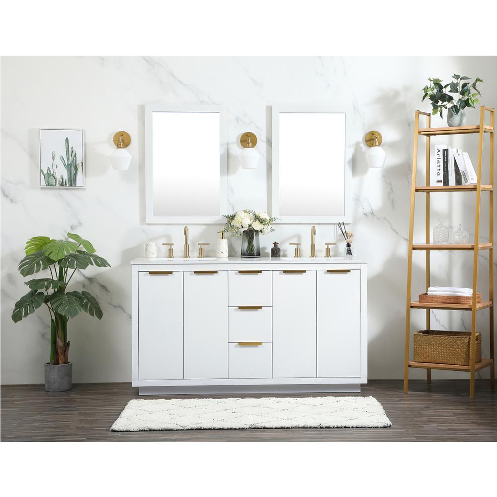 60 Inch Double Bathroom Vanity In White. Picture 4