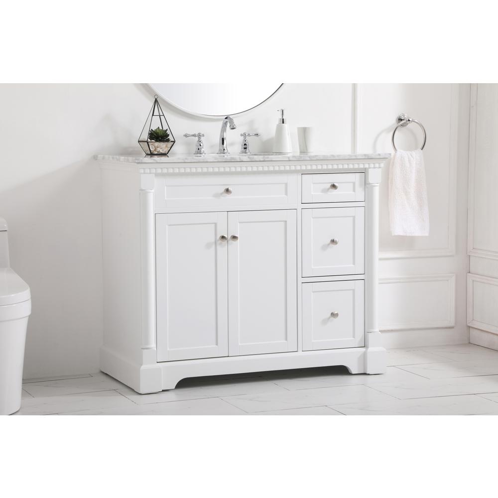 42 Inch Single Bathroom Vanity In  White. Picture 2