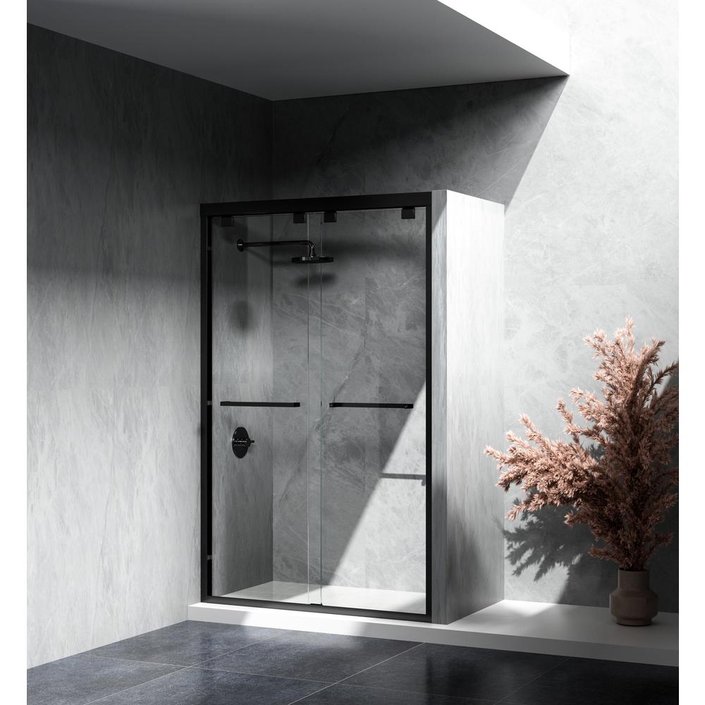 Semi-Frameless Shower Door 48 X 76 Matte Black. Picture 3