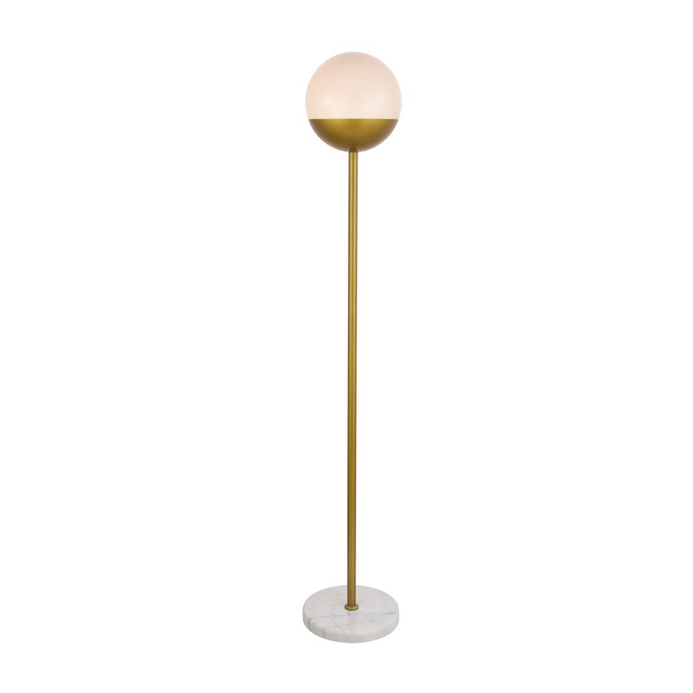Eclipse 1 Light Brass Floor Lamp With Frosted White Glass. Picture 2