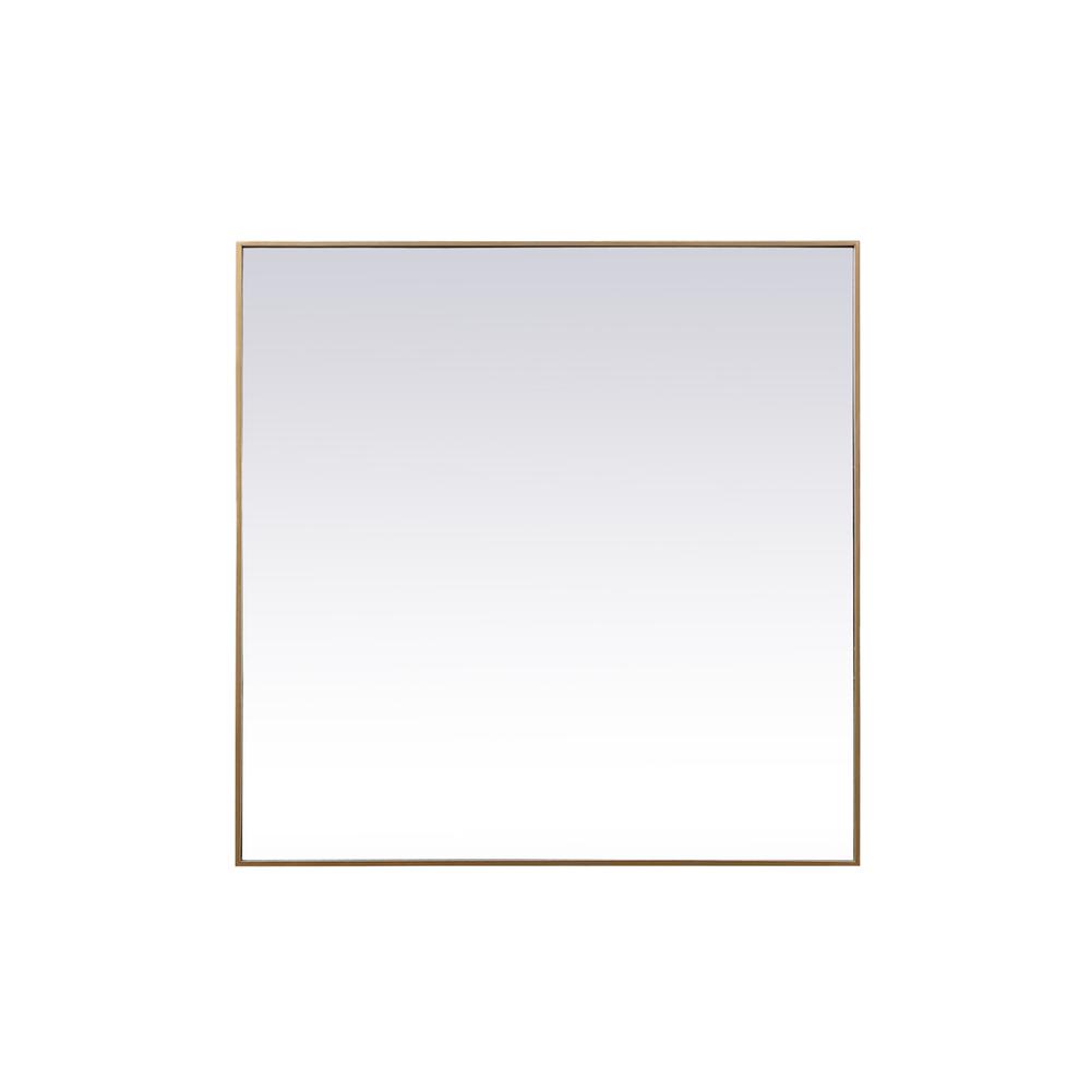 Metal Frame Square Mirror 48 Inch In Brass. Picture 1