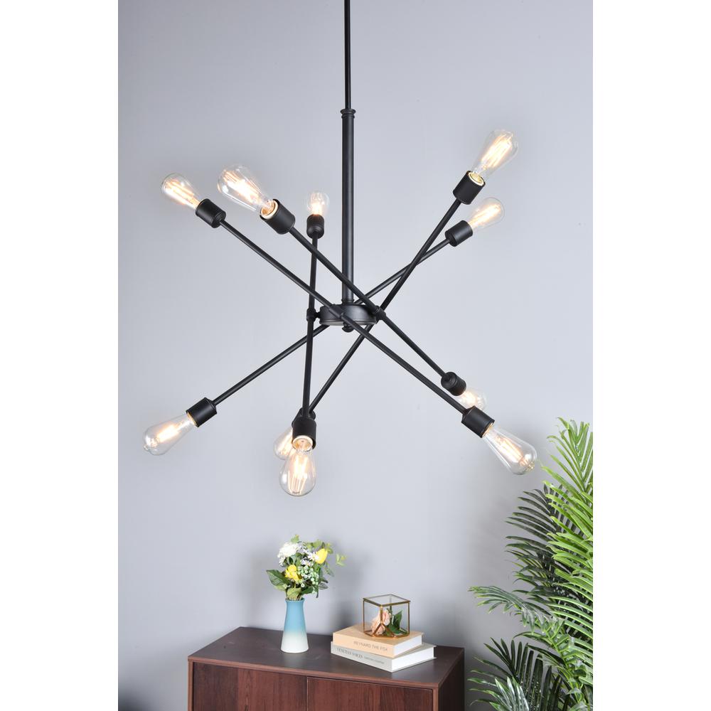 Axel 10 Lights Black Pendant With Hanging Rod. Picture 6