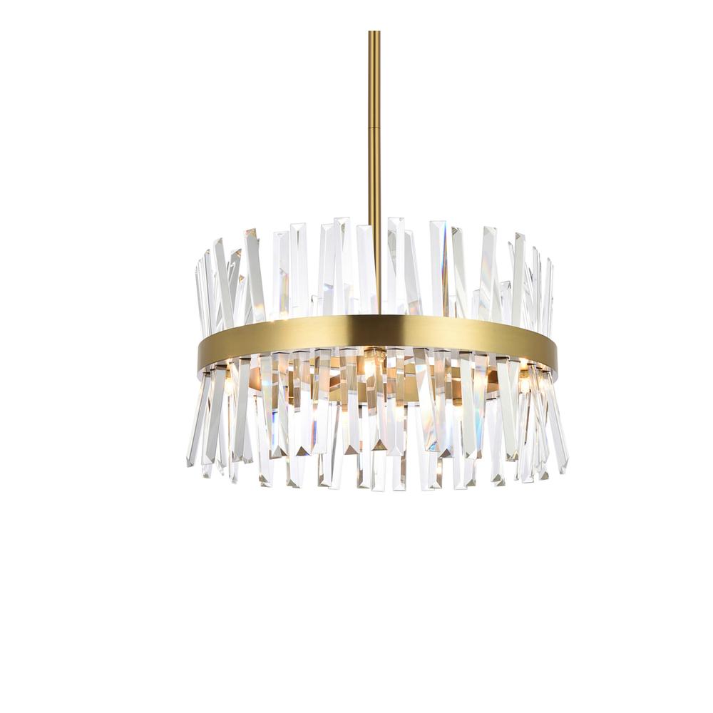Serephina 20 Inch Crystal Round Pendant Light In Satin Gold. Picture 2