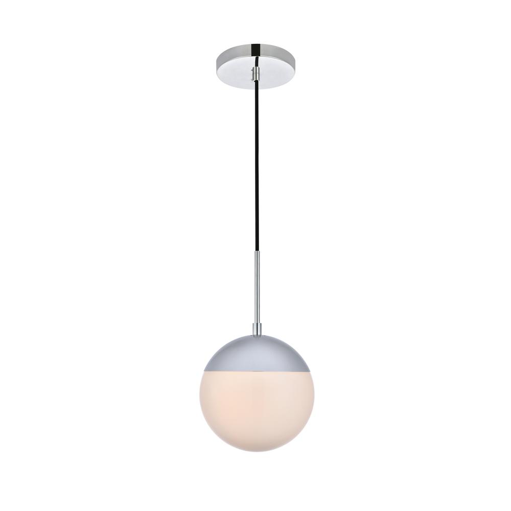 Eclipse 1 Light Chrome Pendant With Frosted White Glass. Picture 2